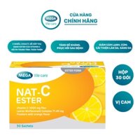 [ date 8/2025] Mega We Care NAT Ester (Hộp 30 gói) – Gói bột bổ sung Vitamin C 1000mg vị cam