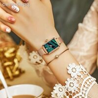 ❦ ۞ (Date mới)☃Đồng hồ nữ chính hãng Thụy Sỹ mặt vuông siêu mỏng hình ngôi sao cùng kiểu dáng chống thấm nước sinh cơ họ