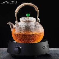 ♕ ℗ (Date mới)_w7ar_21clẤm trà thủy tinh chịu nhiệt độ cao gia dụng ấm trắng gốm điện bếp nấu nước sôi sức khỏe bộ