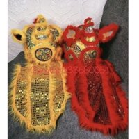 . Đầu Lân sư tử Vân gấm cao cấp,nghệ nhân bồi tay thủ công,có đen leb,trang trí Trung Thu