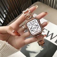 [ Dây đeo thép không gỉ + bảo vệ vỏ đính đá ]  cho Apple watch series 9 8 7 6 SE 5 44mm 45mm 40mm 41mm 49mm