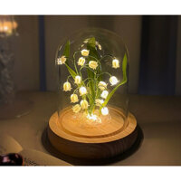 😍 Đèn Ngủ Để Bàn Hình Cây Hoa Linh Lan Trong Lồng Kính, đèn hoa chuông quà tặng sinh nhật, đèn ngủ handmade