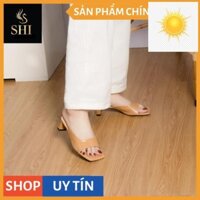 👚👗 Dép cao gót thời trang Erosska mũi vuông da rắn gót cao 5cm màu đen _ EM059 👚👗