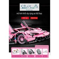 [ Điều Khiển Từ Xa ] Mô Hình Lắp Ráp Xe Đua Lamborghini Màu Hồng ( Sembo Block ) 701949