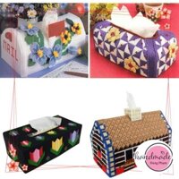 [ DIY -  Bộ Kit tự thêu len ]  Hộp đựng khăn giấy để bàn - Hộp chữ nhật Mã 03