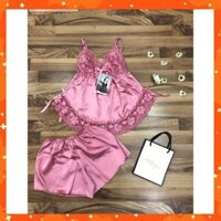 ( ĐỒ NỮ ĐẸP ) ĐỒ BỘ NGỦ QUẦN ĐÙI VIỀN REN PHI LỤA - HL9SO