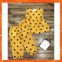 ( ĐỒ NŨ ĐẸP ) ĐỒ BỘ NỮ QUẦN LỮNG CHẤM BI VẢI LỤA - HL9SO