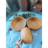 { ĐỒ TRE } ComBo 3 Rổ Tre Đan 2 Lớp Sang Trọng và Tinh Tế Sử Dụng Cho Nhà Bếp Kích Thước D32*H12/D28*H10/D24*H9cm