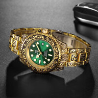 ☆ ★ Đồng hồ nam màu xanh lá cây có khắc họa retro, siêu sáng, chống nước, Submariner 3.6