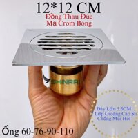 ( Đồng Thau Đúc Mạ Crom Bóng - 12 * 12 Cm ) Phễu Thoát Sàn , Thoát Nước Nhà Tắm Chống Mùi Hôi , Chống Côn Trùng Đáy Lớn