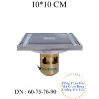 ( Đồng Thau Đúc Siêu Dày - 10*10 CM ) Ga Thoát Sàn , Phễu Thoát Nước Nhà Tắm SHINRAI Mạ Crom Bóng Chống Mùi Hôi   TS031L
