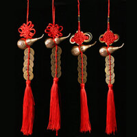 ☆ ★ Đồng xu năm hoàng đế, nút thắt Trung Quốc, đồng xu treo xe bằng đồng, mặt dây chuyền đồng xu, nút thắt tài lộc, 7cm nút thắt khắc có thể mở được/3.14