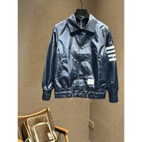 [ Đủ Mẫu ] Áo khoác cổ bẻ Thombrowne Xanh than trơn bóng kẻ 4 sọc Trắng ngang tay LA VTN