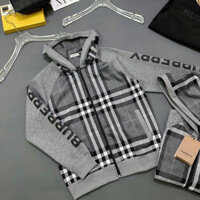 [ Đủ Mẫu ] Áo khoác Hoodie nỉ Burberry Xám kẻ sọc LA