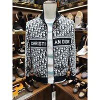 [ Đủ Mẫu ] Áo khoác len Dior Đen họa tiết logo chữ Trắng kẻ sọc ngang ngực LA MK