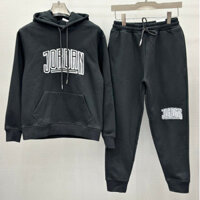 [ Đủ Mẫu ] Bộ, Set thời trang thu đông hoodie mũ trùm túi bụng Nike Jordan Đen logo chữ viền Trắng LA 1-1 on web