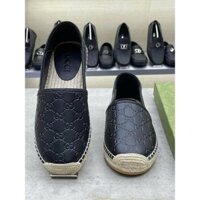 [ Đủ Mẫu ] Giày Slipon đế cói Gucci Đen họa tiết monogram logo GG dập nổi LA LK