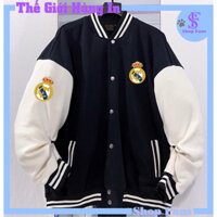 ( Đủ size_ có intheoyeucau) Aó khoác nỉ bomber In Logo Real Madrid Juventus Manchester United