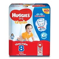 [ ĐỦ SIZE ] Tả quần /  Huggies M74, L68, XL 62, XXL56 ( MẪU MỚI TẶNG THÊM 8 MIẾNG GIÁ KHÔNG ĐỔI )