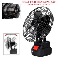 [ Dùng Liên Tục 6h - 7h ] Quạt Tích Điện Pin 10 Cell, Quạt Lồng Sắt Để Bàn 2 Cấp Độ Gió Siêu Mát Pin Trâu