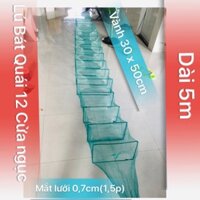 [ Được Kiểm Hàng ] Lú dây, Lú bát quái, lú 12 cửa ngục bắt tôm cá dài 5 met( 18 khung 30x50cm)