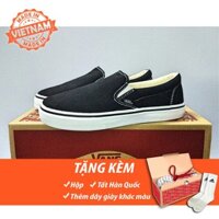 | Flassale| [FREE SHIP + FULL BOX] Giày lười slip on đen đế trắng nam nữ giá rẻ