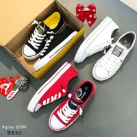 | Flassale| Giày Bata Nữ Vải Canvas Đơn Giản Không Cột Dây (3 màu) B830