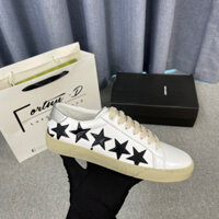 👑[ FortunD ] Giày Sneaker Sain..LR Trắng Chất Da Phối Thêu Ngôi Sao Đen Nổi  - Giày Sneakers Nam Nữ Cao Cấp Loại 1