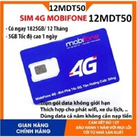 [ Free 1 năm không nạp] Sim 4G Mobifone 12MDT50 Tặng 150GB/ Tháng Tốc Độ Cao - Sim Sóng Khỏe Như Viettel