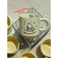 [ Free gói quà + viết thư] Ly cốc sứ Thỏ HAPPY BIRTHDAY Cutee có quai