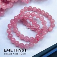 [ FREE SHIP ] Vòng tay đá thach anh hồng đậm đẹp mịn hàng kiểm định size 10mm kèm hộp