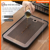 [🚚 Free shipping] Khay trà tre cao cấp Khay đựng trà gỗ Khay đựng trà đạo bằng tre hun khói có khay đựng nước