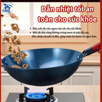 [🎆 Free shipping]Chảo Thép Cacbon không tráng phủ,không dễ rỉ,tôi dầu sẵn-chống dính tốt, cán gỗ,đáy tròn-chảo nhà hàng