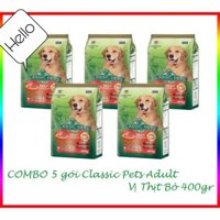 [ FREESHIP 50K ] Combo 5 gói Classic Pets Adult vị thịt bò 400g