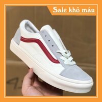 [ FREESHIP + ẢNH THẬT ] Giày Sneaker Vn Trắng Kẻ Đỏ Full Size Nam Nữ Bảo Hành Keo 12 Tháng '