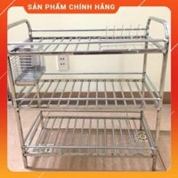 🌈 [FreeShip] Chạn úp bát đĩa inox 3 tầng Sài Gòn kèm ống đũa dầy đẹp, Kệ bát đũa inox