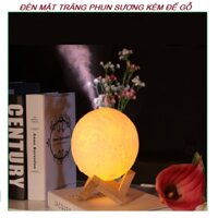 🌿 FREESHIP - Đèn mặt trăng 3D phun sương đổi màu kèm đế gỗ