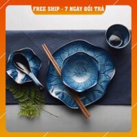 [ freeship - đổi trả lỗi trong 7 ngày ] Đĩa ăn, đĩa trang trí lá sen xanh saphie
