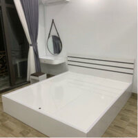 [ FREESHIP + LẮP ĐẶT TPHCM ] GIƯỜNG NGỦ GỖ CN MDF, KẺ SỌC ĐẦU GIƯỜNG, DỄ DECOR GIÚP CĂN PHÒNG THÊM XINH .