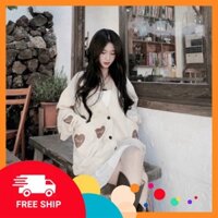 [ FREESHIP_Xả Kho]  [ FREESHIP_Hàng Thái Lan]  [XẢ KHO - FREESHIP]  Áo Khoác Nỉ Bông Cardigan Hình Trái Tim Nâu Siêu Hot