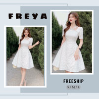 🛍 FREYA SHOP - Thời trang Sỉ 🛍Đầm tay ngắn kết cườm cổ V ,Đầm trắng lụa xốp dáng xoè mini đi chơi đi tiệc đều đẹp