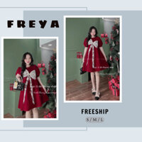 🛍 FREYA SHOP- Thời trang Sỉ 🛍Đầm nhung đỏ đáng iu,Váy nhung babydoll phối nơ ren xoè nhẹ nhàng cưng lắm,Váy fom rộng đẹp