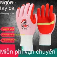 ﺴ ﺴ ☂☃Găng tay phim ngón cái công việc dán keo trường chống mài mòn Bảo hộ lao động 12 đôi vận chuyển gạch men thợ nề