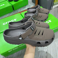 [ GẠO SNEAKER ] Dép cross da nam sục crocs nam giày lười cao cấp đi mưa kín mũi bít đầu chính hãng