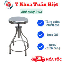 ✅ Ghế xoay Inox 4 chân tăng giảm được chiều cao dùng cho phòng khám bác sĩ