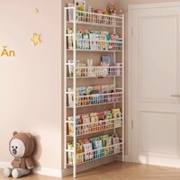☼▥ Giá để đồ sau cửa Kệ sách sắt rèn siêu mỏng đơn giản Tủ đựng đồ có vách ngăn khoảng cách cực hẹp