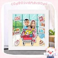 [ Gia Đình ] Khung Ảnh Diy Ghép Mặt Hoạt Hình - Kích Thước 20x20