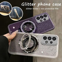 【 Giá đỡ từ tính lấp lánh 】 Dành cho Samsung Galaxy A73 A53 A33 A23 A13 A03S A03 CORE A530 4G 5G Vỏ chống sốc phim ống kính máy ảnh Vỏ điện thoại bảo vệ mềm có giá đỡ lấp lánh
