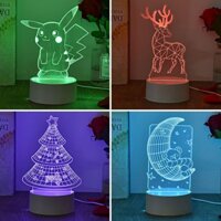 ▽ [GIÁ SỈ] 3D Đèn Ngủ Nhiều Màu Sắc Đêm Ngủ Cắm USB Đèn Ngủ Phòng Pikachu Quà Tặng Sinh Nhật Bầu Không Khí Để Bàn