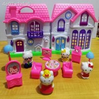 ◙ ﹍ [GIÁ SỈ] ▤™☄Bộ đồ chơi Hello Kitty Biệt thự HelloKitty Cat Family Set KT Doll House Ngôi nhà nhỏ cho bé gái